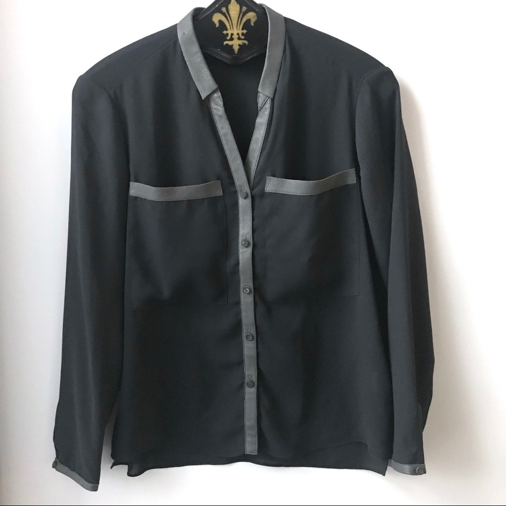 Helmut Lang Silk and Leather Shirt